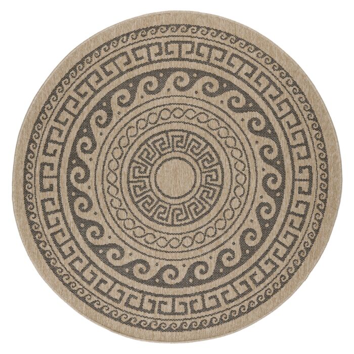 Comilla Rishi alfombra interior/exterior redondo Ø 160cm yute negro