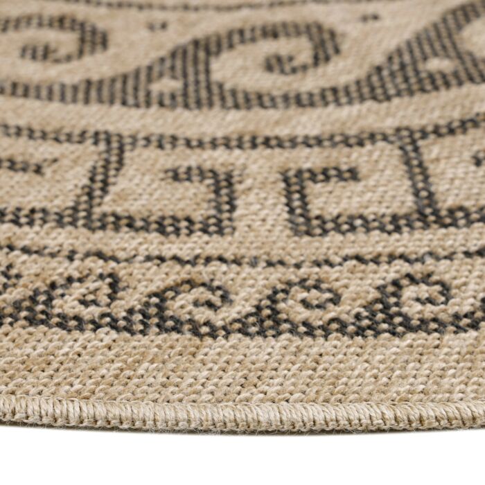 Comilla Rishi alfombra interior/exterior redondo Ø 160cm yute negro