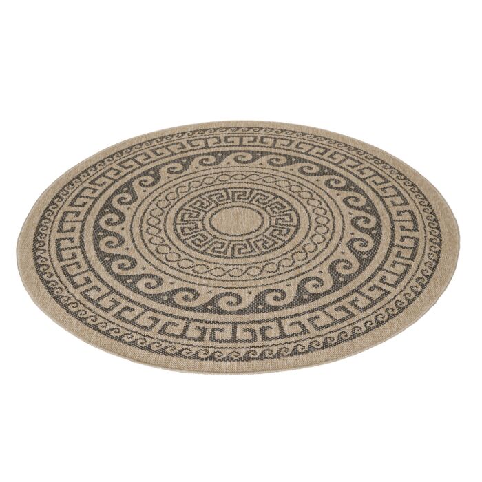 Comilla Rishi alfombra interior/exterior redondo Ø 160cm yute negro