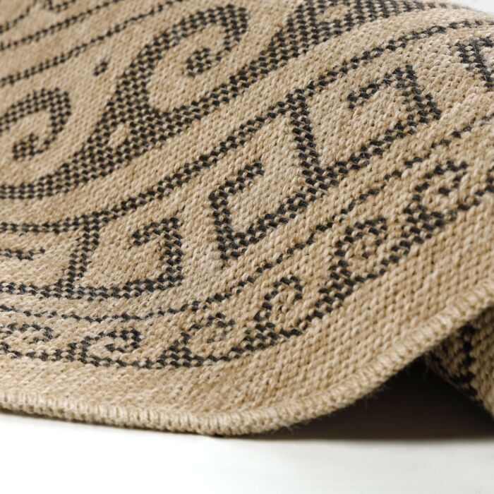 Comilla Rishi alfombra interior/exterior redondo Ø 160cm yute negro