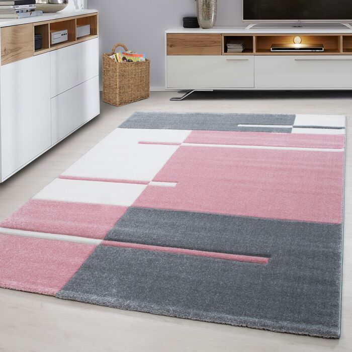 Hawaii Rayas alfombra pelo corto rectangular 160x230cm rosa