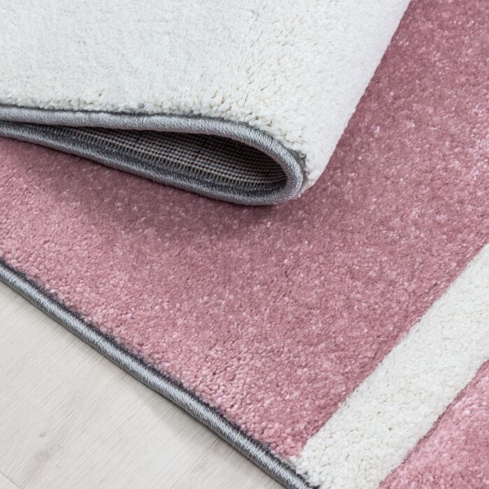 Hawaii Rayas alfombra pelo corto rectangular 160x230cm rosa