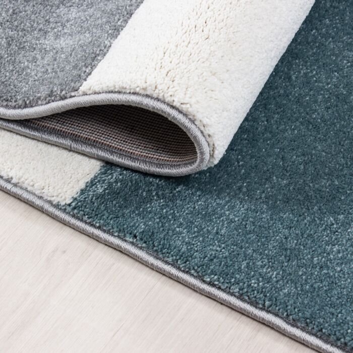Hawaii Rayas alfombra pelo corto rectangular 80x150cm azul