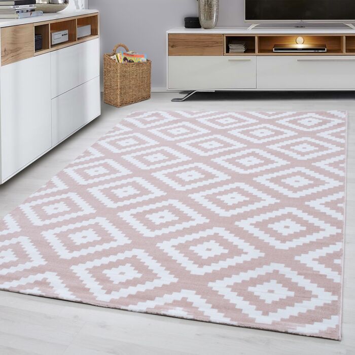 Plus Rhombus alfombra pelo corto rectangular 80x150cm rosa