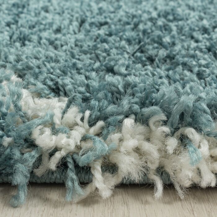 Salsa Shaggy alfombra peluda pelo largo redondo Ø 80cm azul
