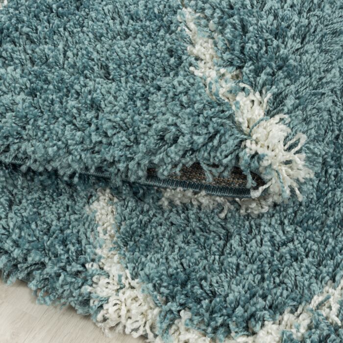 Salsa Shaggy alfombra peluda pelo largo redondo Ø 80cm azul