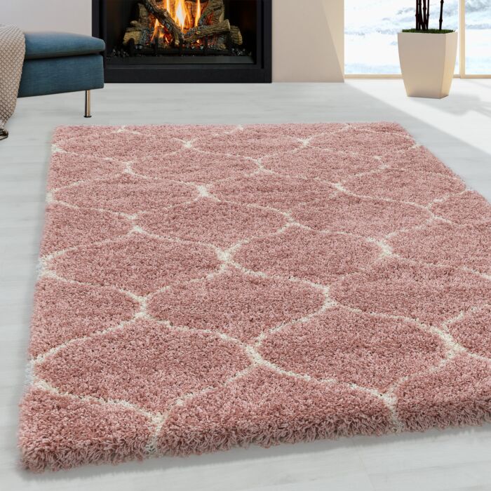 Salsa Shaggy alfombra peluda pelo largo rectangular 80x150cm rosa
