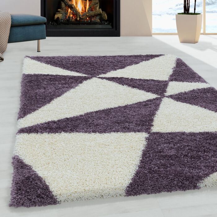Tango Shaggy alfombra peluda pelo largo corredor 80x250cm morado