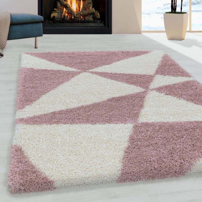 Tango Shaggy alfombra peluda pelo largo rectangular 60x110cm rosa
