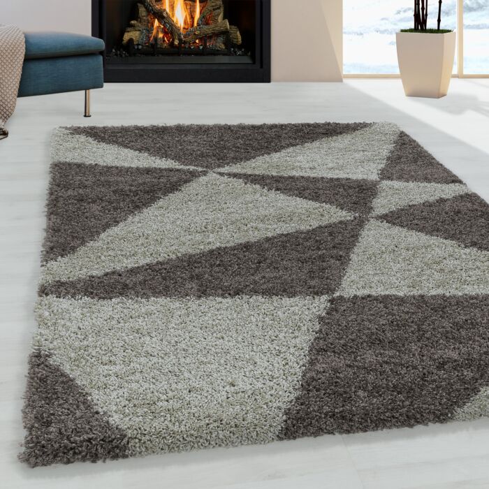 Tango Shaggy alfombra peluda pelo largo rectangular 160x230cm topo