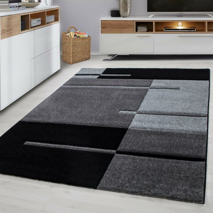 Hawaii Rayas alfombra pelo corto rectangular 80x150cm gris