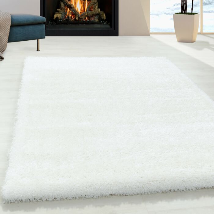 Brilliant Shaggy alfombra peluda pelo largo rectangular 200x290cm blanco nieve