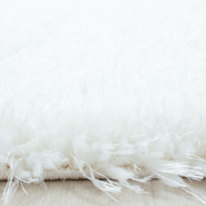 Brilliant Shaggy alfombra peluda pelo largo redondo Ø 80cm blanco nieve