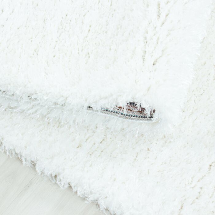 Brilliant Shaggy alfombra peluda pelo largo redondo Ø 80cm blanco nieve