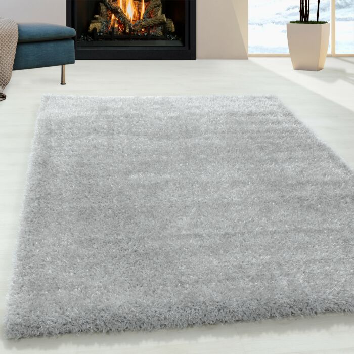 Brilliant Shaggy alfombra peluda pelo largo rectangular 240x340cm plata