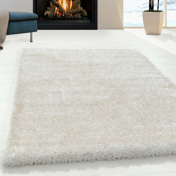 Brilliant Shaggy alfombra peluda pelo largo rectangular 120x170cm color natural