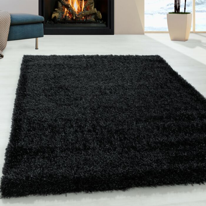 Brilliant Shaggy alfombra peluda pelo largo rectangular 200x290cm negro