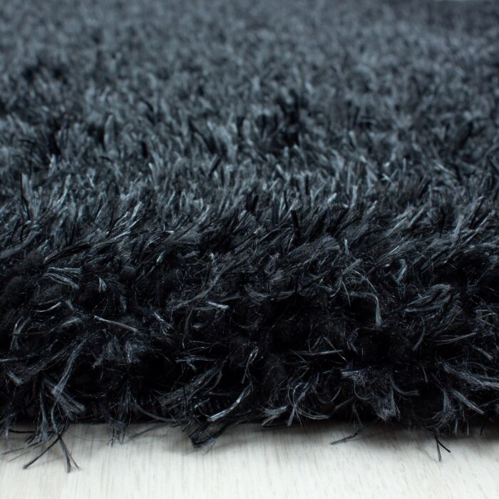 Brilliant Shaggy alfombra peluda pelo largo redondo Ø 200cm negro