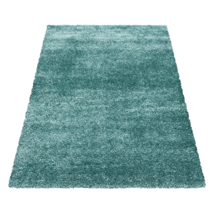 Brilliant Shaggy alfombra peluda pelo largo rectangular 280x370cm azul agua