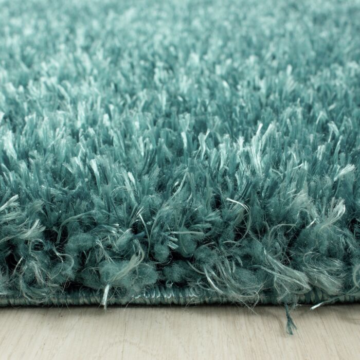 Brilliant Shaggy alfombra peluda pelo largo rectangular 280x370cm azul agua