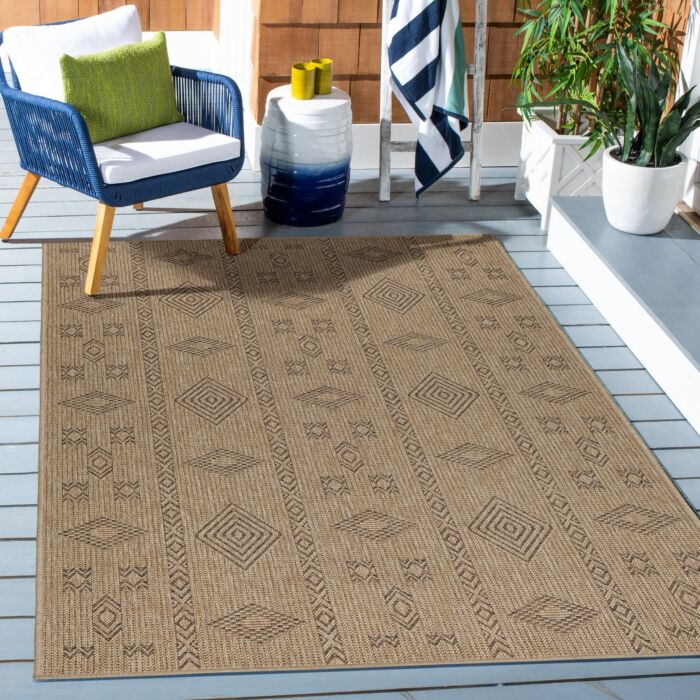 Dhaka Baita alfombra interior/exterior rectangular 140x200cm yute negro