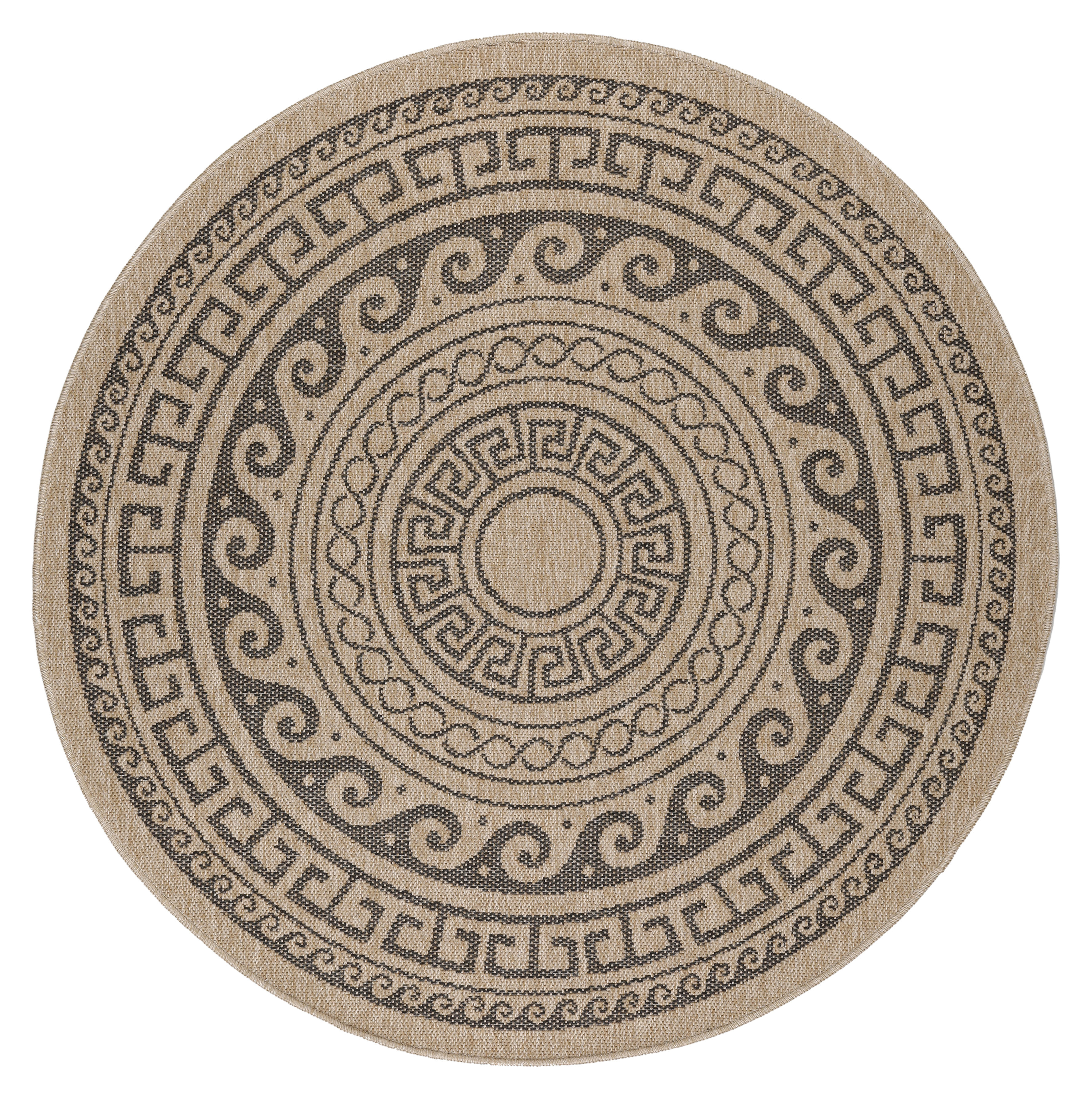 Comilla Rishi alfombra interior/exterior redondo Ø 160cm yute negro