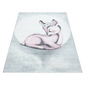 Bambi Ciervos alfombra habitación infantil pelo corto rectangular 120x170cm rosa
