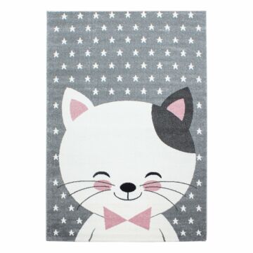 Kids Gatito alfombra habitación infantil pelo corto rectangular 200x290cm rosa